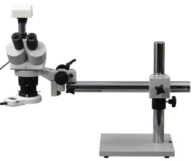 Stereo Trinocular Boom Stand 5X-60X Microscope with 3MP Camera and 54 LED Light 2