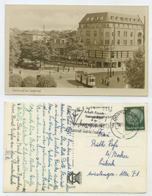 69948 - Dortmund - Am Grafenhof - real photo - postcard, advertising stamp 16.7.1941