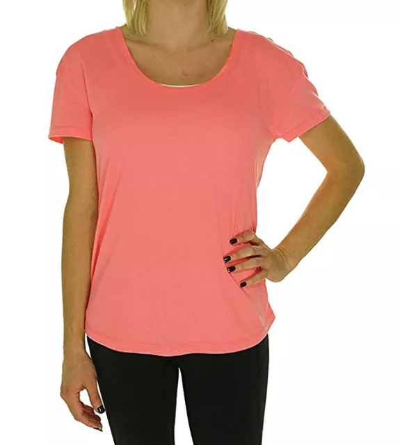 allbrand365 designer Womens Draped Cutout Back Tee Color Neon Punch Size XS