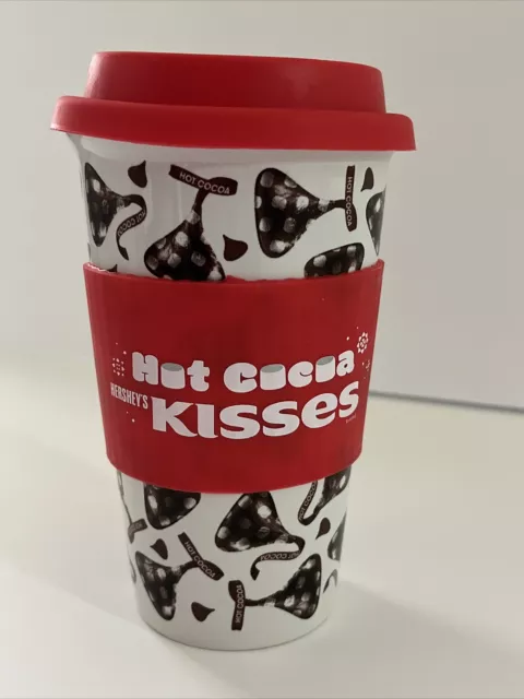 Hershey's Kisses Hot Cocoa Ceramic Travel Mug with Silicone Band & Lid