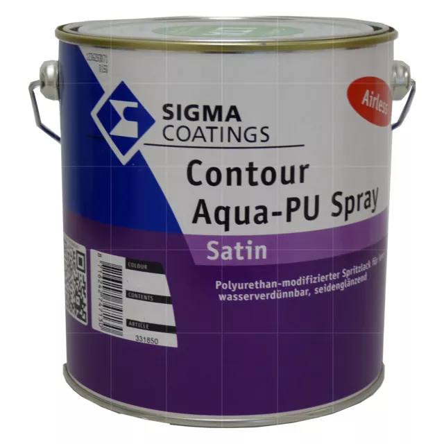 SIGMA CONTOUR AQUA-PU SPRAY SATIN (LTA) - 2.5 LTR (WEISS) Acryllack Holzlack