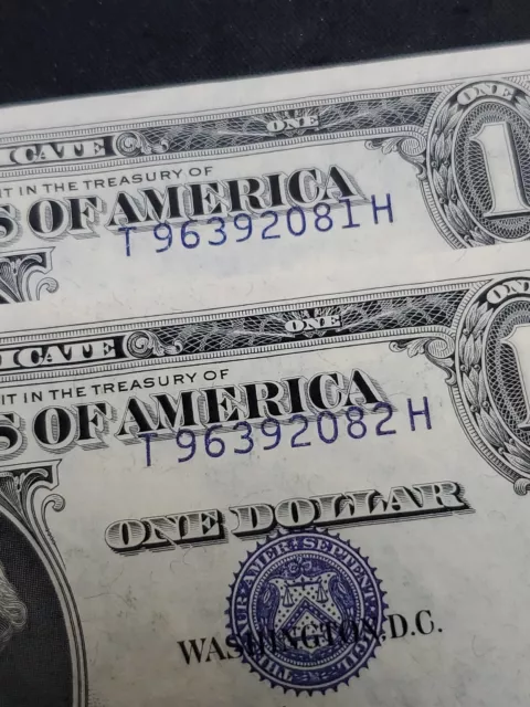 Two Consecutive ERROR $1 Silver  Certificates - misaligned 3rd printing 1935 A