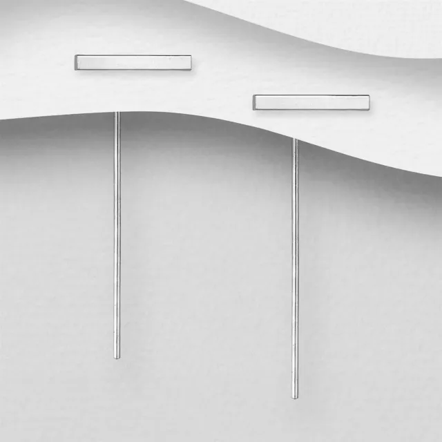 925 Sterling Silver Geometric Bar Hook Thread Through Earrings Threader Women