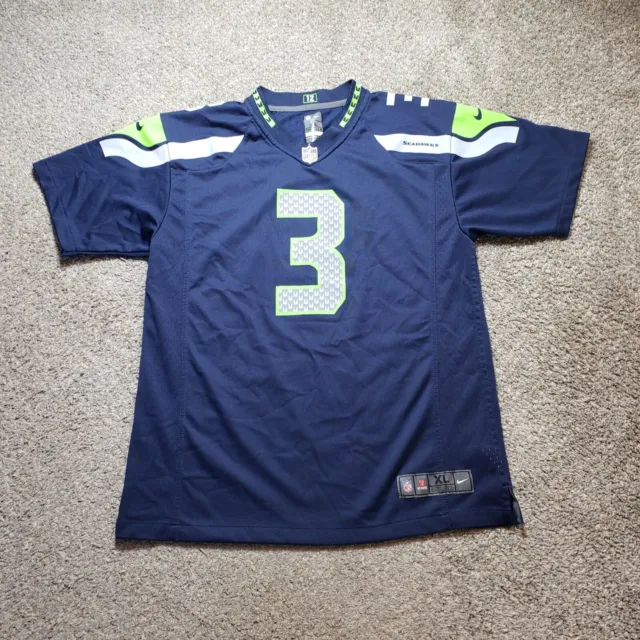 Seattle Seahawks Jersey Youth Boys XL 12 Blue Short Sleeve NFL #3 Wilson Nike