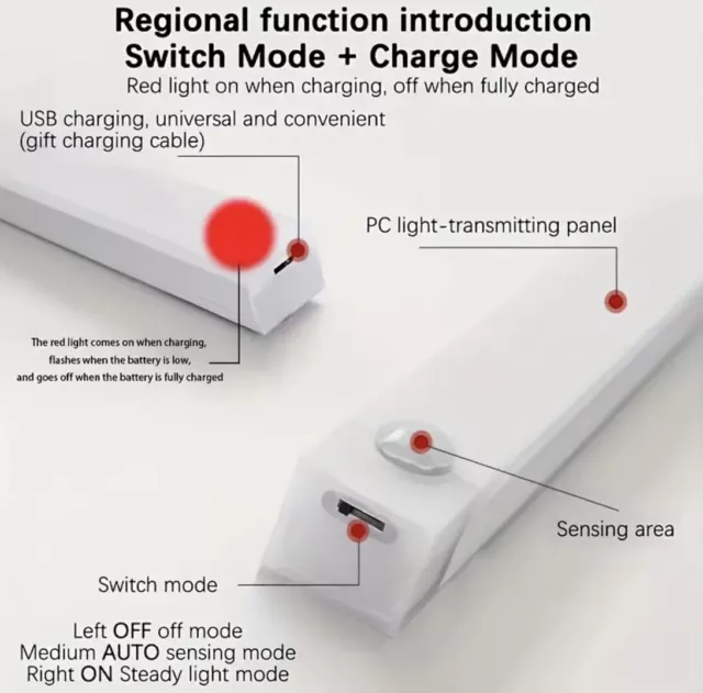 LED Unterbauleuchte AKKU Sensor Magnet Lichtleiste Küche Schranklicht Nachtlampe 3