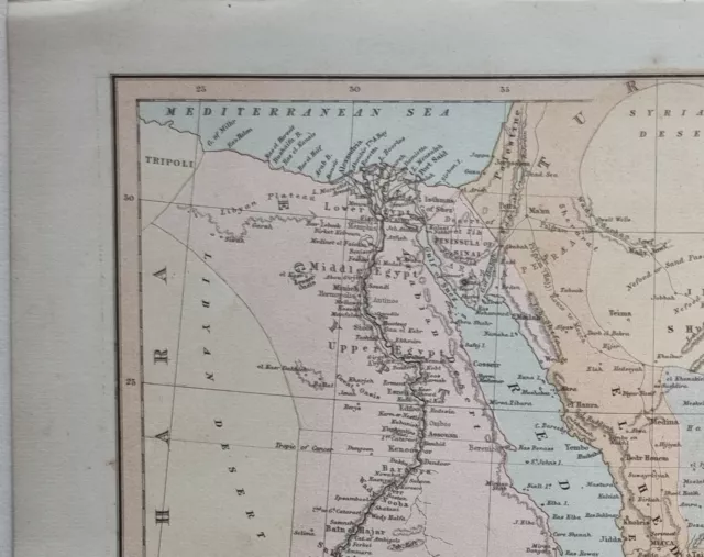 1878 Antique Map Arabia Egypt Nubia Abyssinia El Hedjas Yemen Hadramaut 2