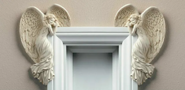 Angel Wings Door Frame Wall Sculpture Ornament Home Decor Fairy Door Shabby Chic