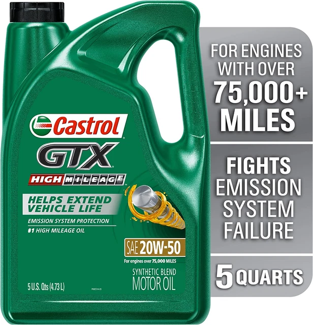 03112 GTX High Mileage 20W-50 Motor Oil - 5 Quart