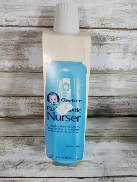 VTG New Gerber Baby Bottle Blue Plastic Nurser Feeding 8oz 76145