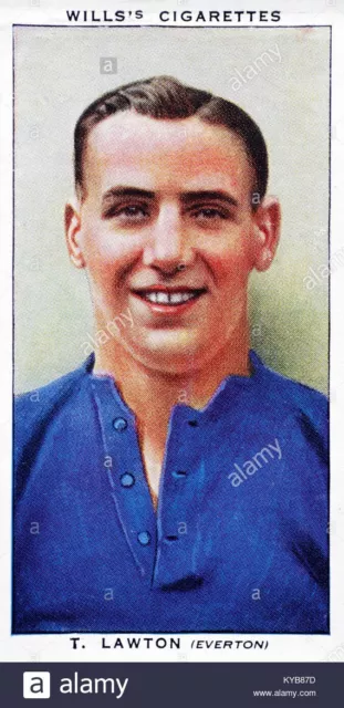 Tommy LAWTON- Great England, Everton Etc Football Centre Forward-signed card