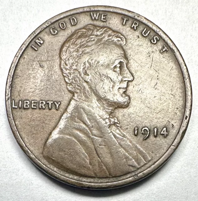 1914 Lincoln Wheat Cent Penny Choice Xf/Au Brown Sharp Strike Scarce Grade!