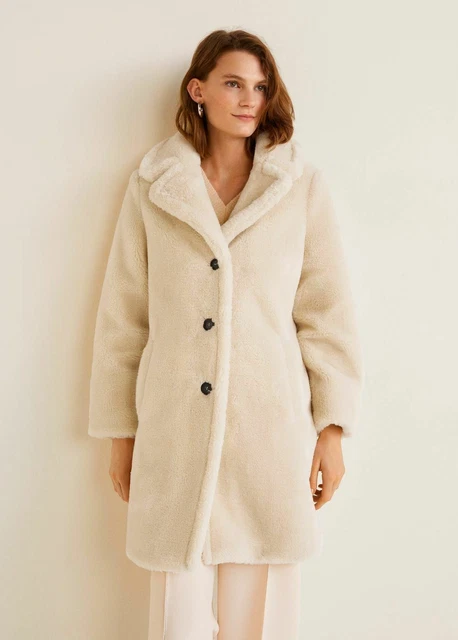 MANTEAU EN PELUCHE fausse fourrure MANGO mangue revers cr me beige