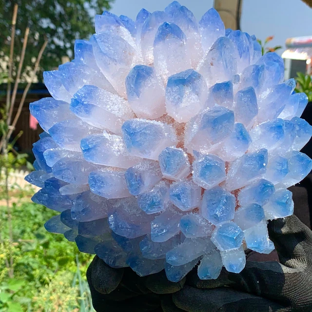 13.46LB New Find BLUE Phantom Quartz Crystal Cluster Mineral Specimen Healing