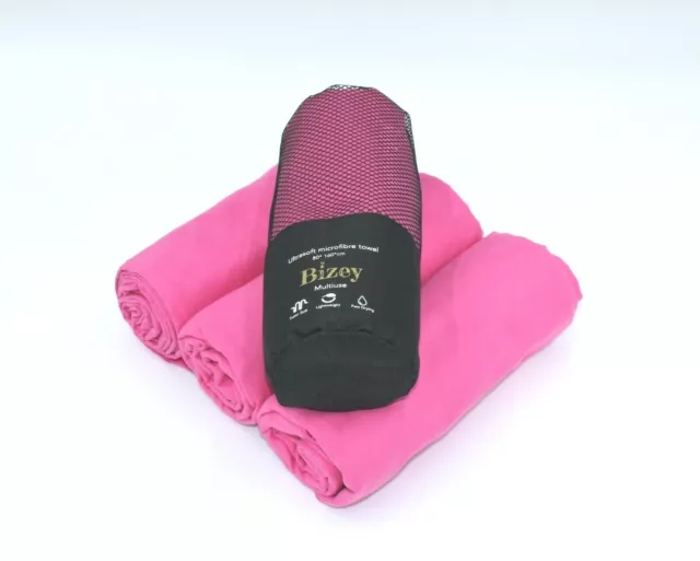 Microfibre Towel large Pink Sports Beach Yoga Swimming Bath Gym. 80cm x 160cm.