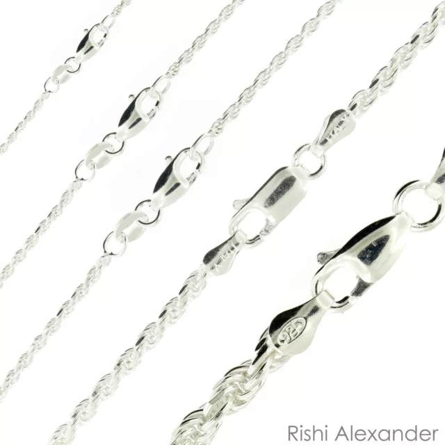 Brazalete o Collar Real Sólido Plata Esterlina Corte Diamante Cuerda Para Hombres Niños
