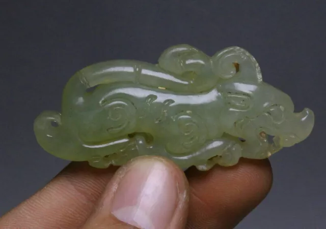 6CM Hongshan Culture Hetian Old Jade Carve Dragon Pixiu Brave troops Pendants