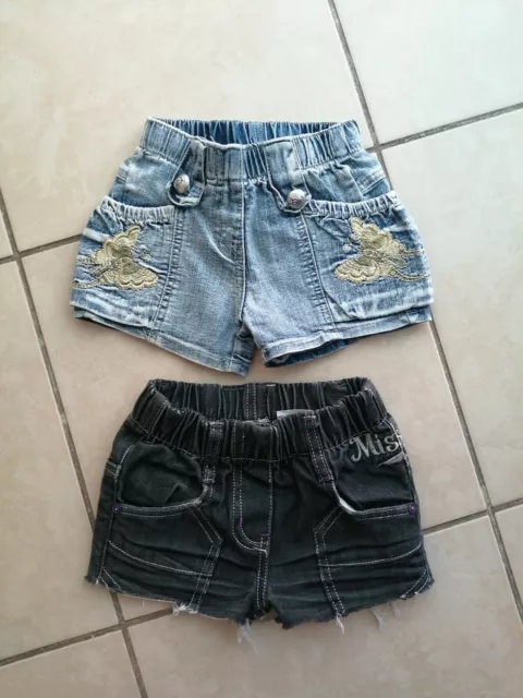 Lotto Stock Abbigliamento Bambina 1 2 Anni 2 Shorts Jeans 12 24 mesi