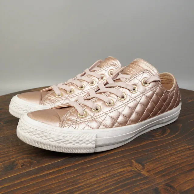 Converse All Star Womens Size 6 Rose Gold Quilted Low Top Shoes Sneakers