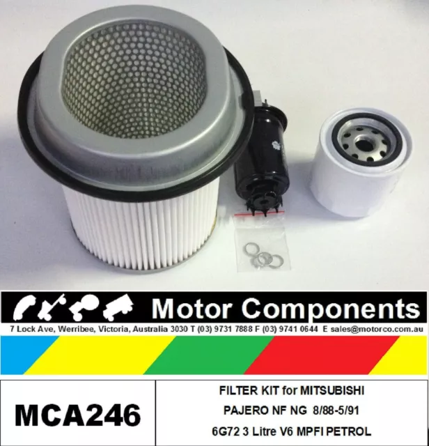 MITSUBISHI PAJERO NF NG 6G72 3 Litre V6 1988 >91 FILTER SERVICE KIT Oil Air Fuel