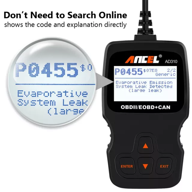 Ancel Ad310 OBD OBD2 Scanner Car Check Engine Fault Code Reader Diagnostic Tool 2