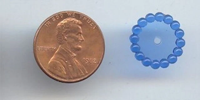 50 VINTAGE TRANSPARENT SAPPHIRE ACRYLIC ROPE BORDER 15mm. DISC SPACER BEADS 425a