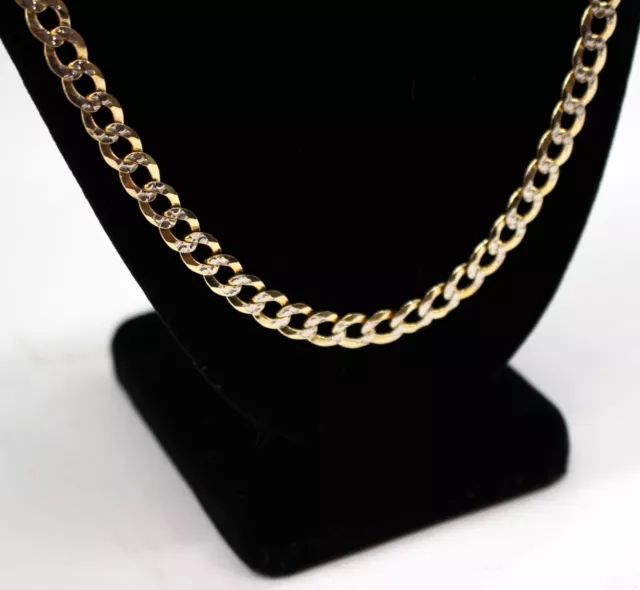 Solid 14K Yellow Gold 47.9-Grams 8mm Diamond Cut Cuban Link Chain Necklace 24.5" 2