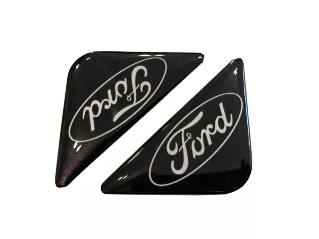 Number Plate 3D Gel Corners FORD black Badge x Pair