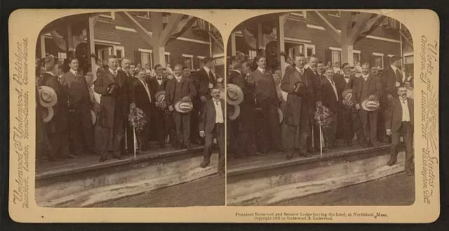 Photo of Stereograph,President Theodore Roosevelt,Senator Henry Cabot Lodge,1902