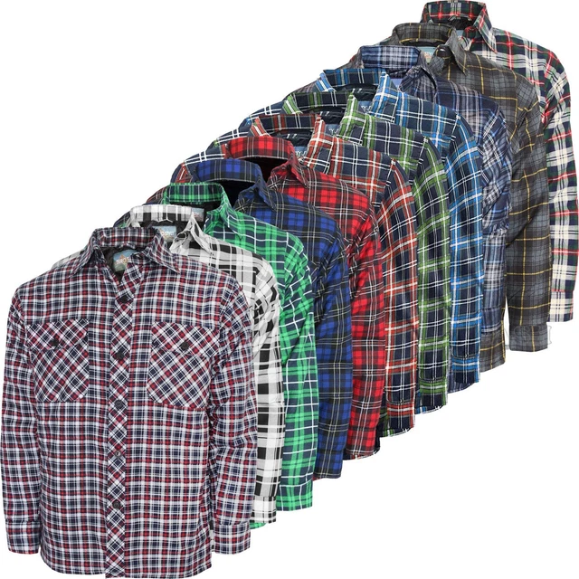Mens Quilted Lined Shirt Thick Lumberjack Flannel Check Work Warm Padded Jacket