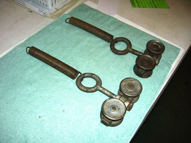 Pair Vintage Richards- Wilcox cast Barn Door Roller Sliders Trolley Aurora ILL. 2