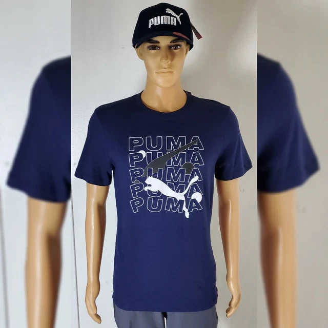 Puma Formstripe Balance Tee Mens Short Sleeve Crew Neck Size S Blue