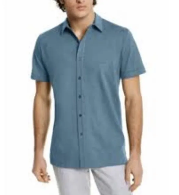 Hugo Boss Shirt Men's Size Small Sharp Fit Button Front Blue/Teal  Short Sleeve