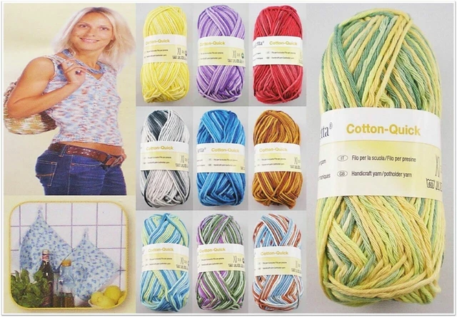 50g Baumwolle COTTON QUICK PRINT Häkelgarn Wolle Stricken Häkeln GP 37,80€/1kg