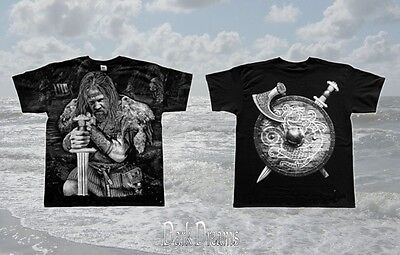 Gotico Wacken Open Air Vichingo Valhalla Odin Asatru T-Shirt Camicia S M L XL