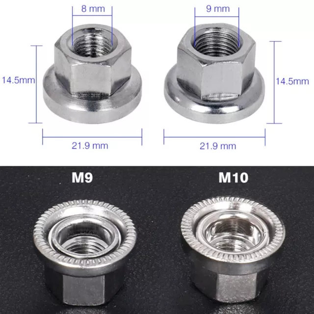 M9/M10 Sizes Bicycle Wheel Axle Track Nuts 2PCS Made of Sturdy Stainless Steel