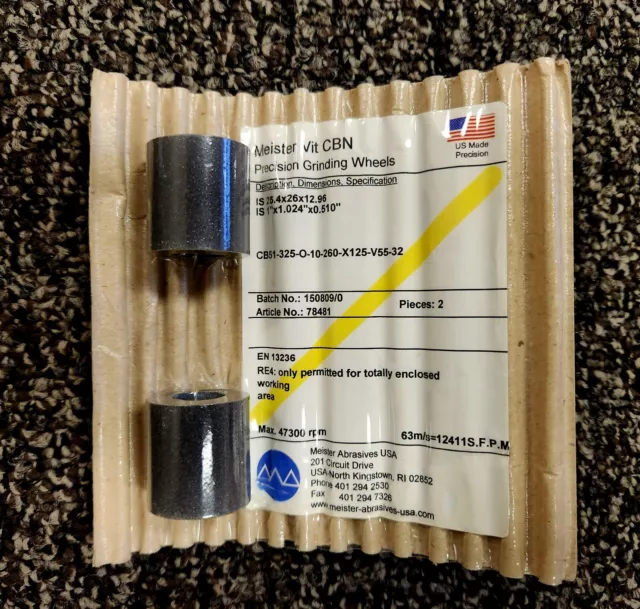 Meister Abrasives Vit CBM Internal Grinding Wheel (2) 25.4x26x12.96 1"x1.024"x0.