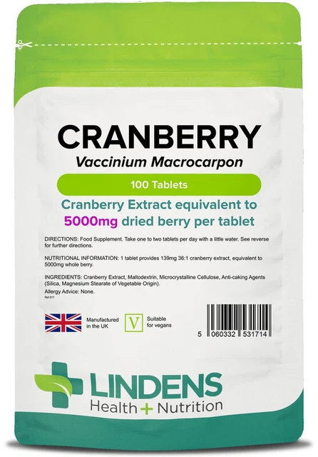 Lindens Cranberry 400 Tablets 4-PACK 5000mg Equivalent Quality Supplement