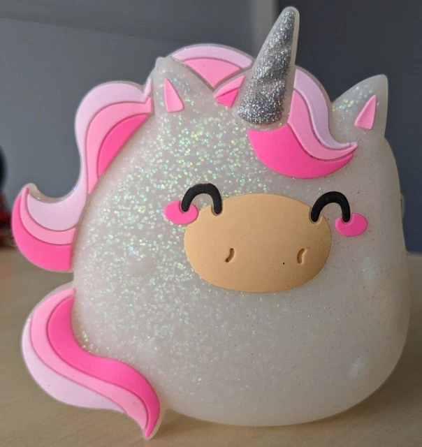 Squishy silicone unicorn zippered Coin Change Purse white and pink glowing cute