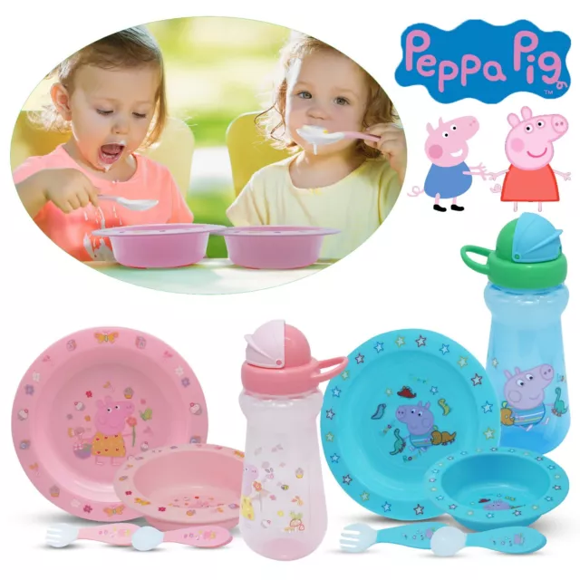 Kids Feeding & Dinnerware Set | George, Peppa Pig | Bottle, Bowl, Plate, Cutlery