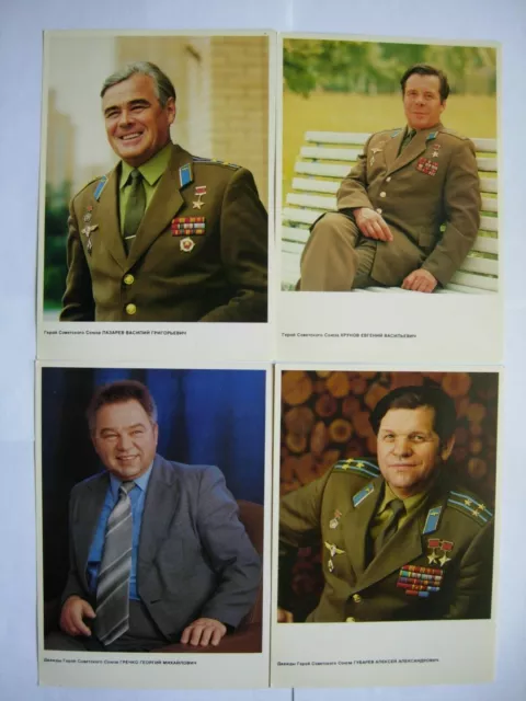 Sowjetische Astronauten der UdSSR Fotoportrait viel 4 Stück 1982