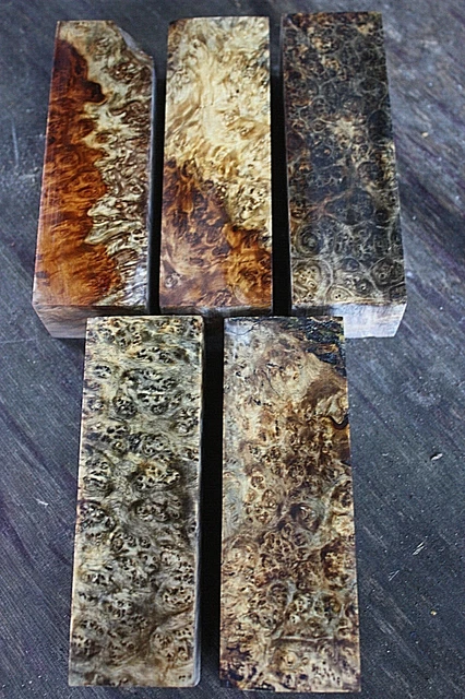 AMBOYNA BURL Messergriff Waage Schnitzen Rohling 150x50mm STABILISIERT