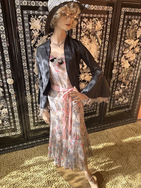 Authentic Vintage 1930’s Organdy Silk Print Dress With Jacket