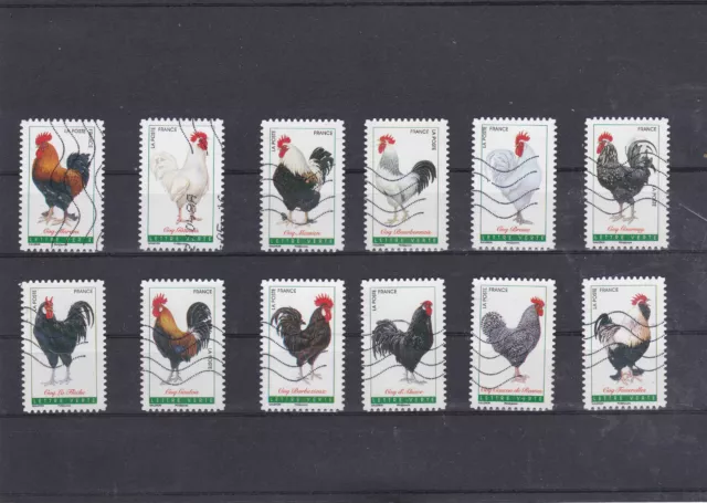 France 2016 the Roosters Complete Set Of 12 Cancelled Stamps