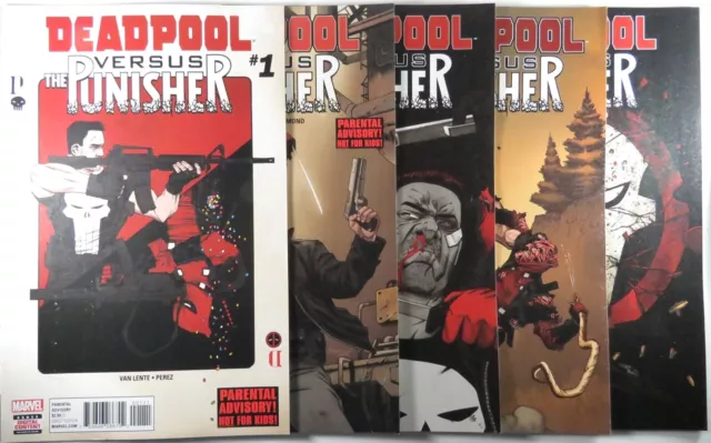 DEADPOOL vs The PUNISHER (5) comic SET #1 2 3 4 5 Marvel 1st print complete run