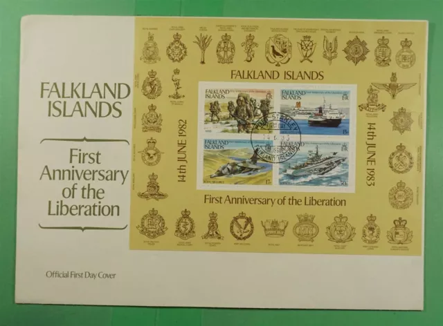 DR WHO 1983 FALKLAND ISLANDS FDC LIBERATION ANIV S/S Lj95698