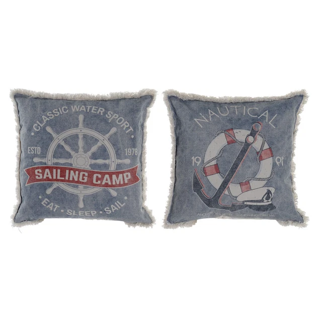 Coussin DKD Home Decor Rouge Bleu Blanc (45 x 10 x 45 cm) (2 Unités)