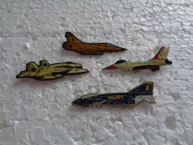 Job lot of 4 US Military fighter plane shaped vintage metal lapel pins