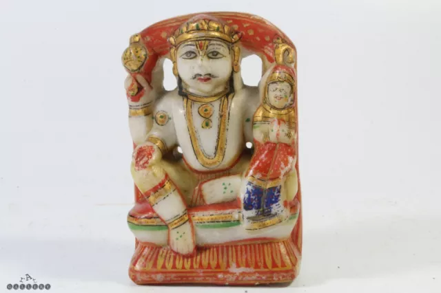 Antique Indian Hindu Carved & Painted Alabaster Deity + Provenance
