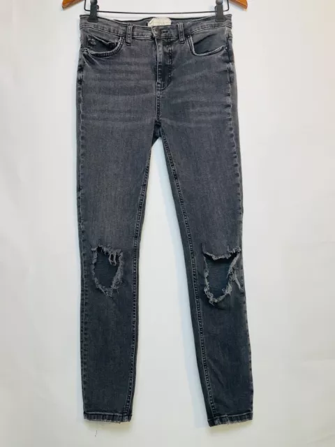 Free People Jeans Womens 28 Black Slim Skinny Distressed Ripped Ladies