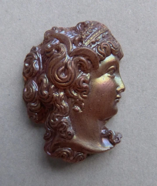 Broche Camée Ancienne – Portrait Profil Jeune Femme – Bijou Vintage Pour Collection Ou Vitrine